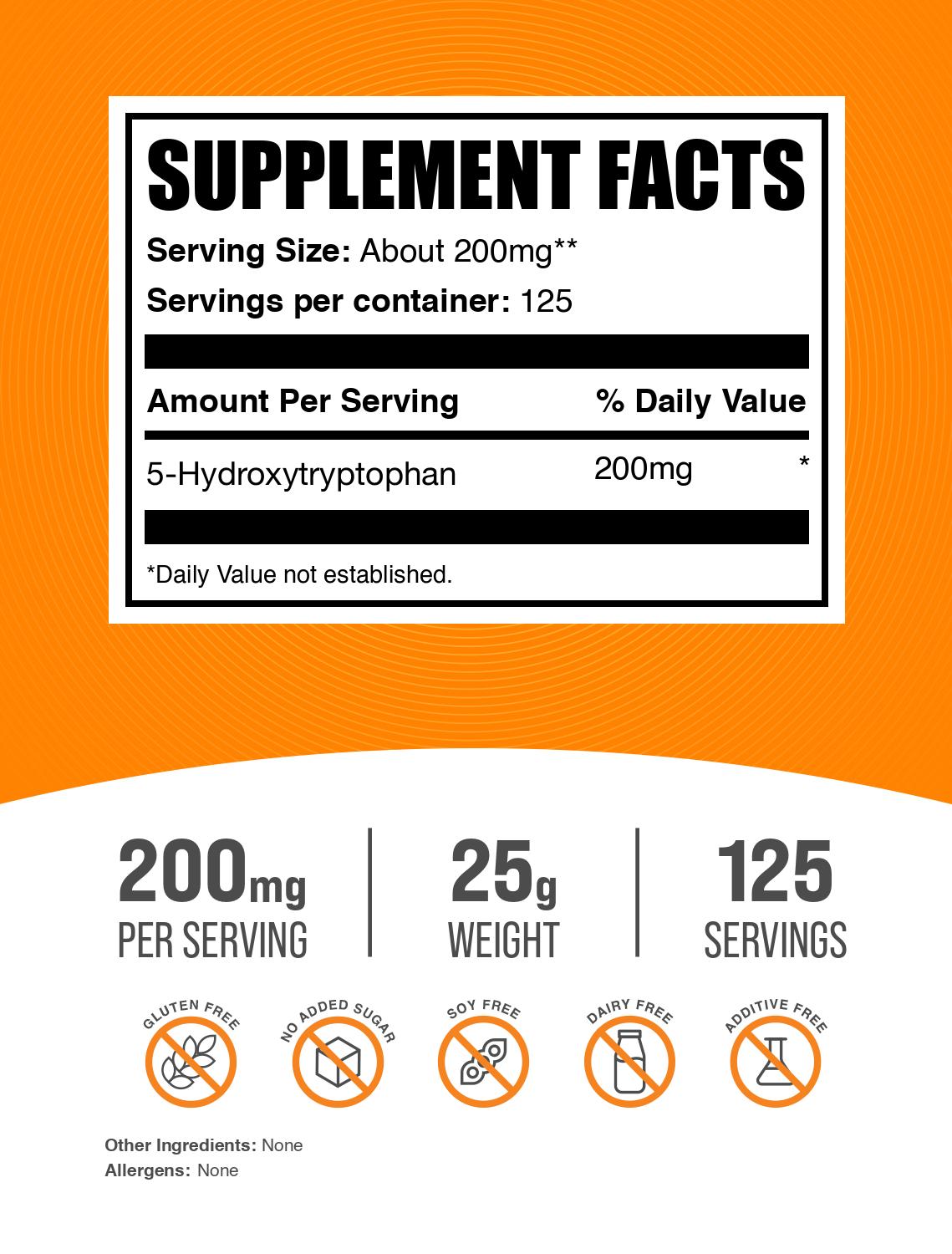 5-HTP powder label 25g
