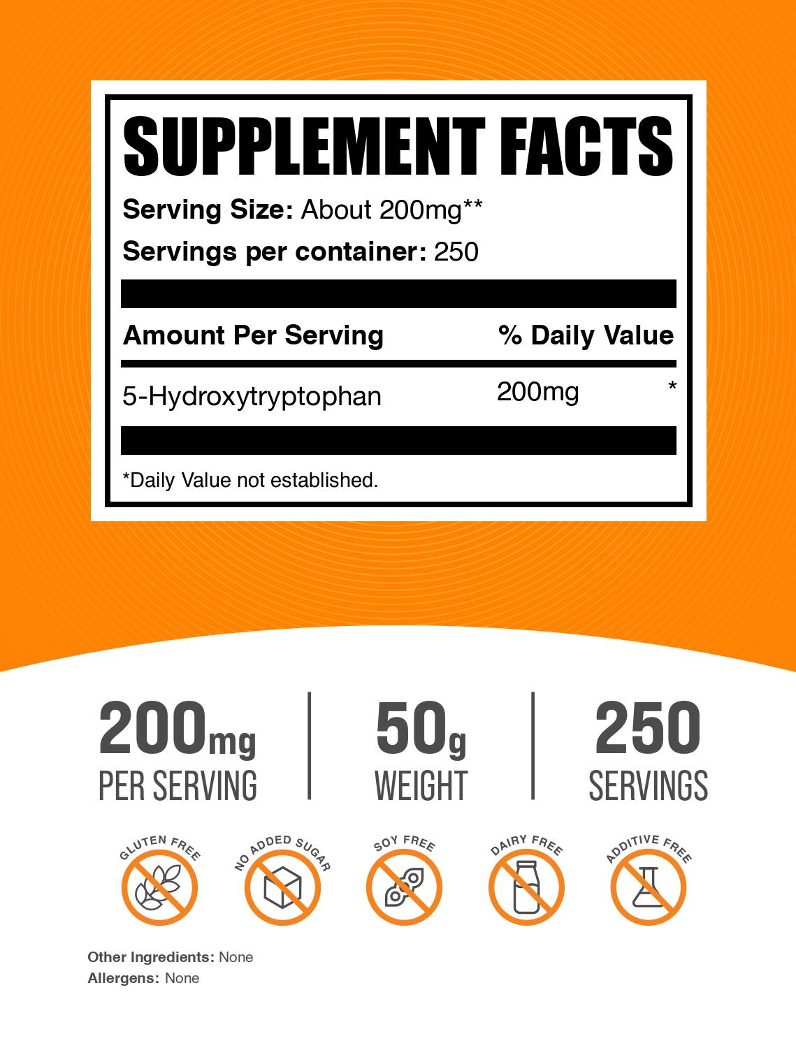 5-HTP powder label 50g