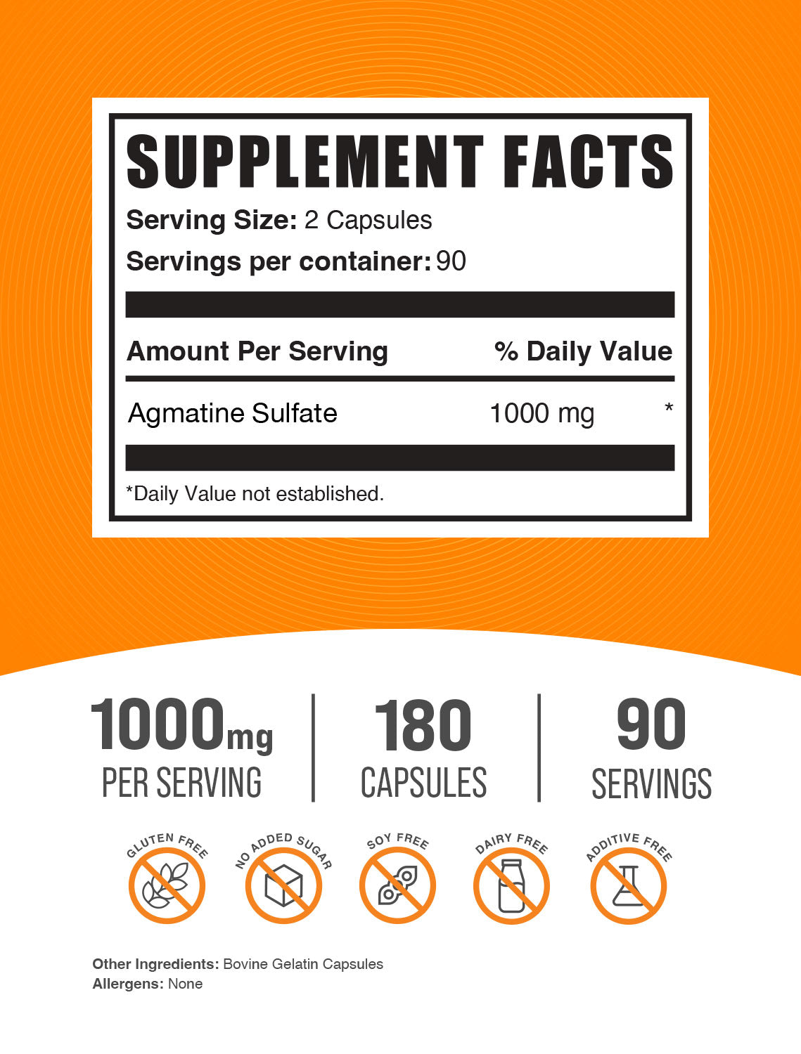 Agmatine Sulfate 180 capsules label
