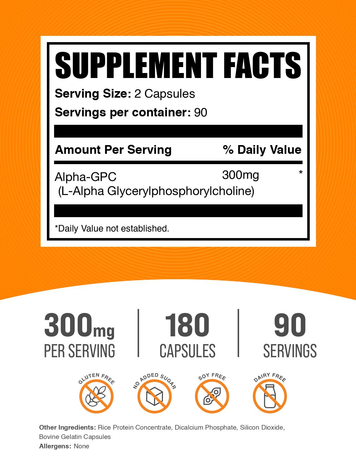 Alpha-GPC 180 capsules label