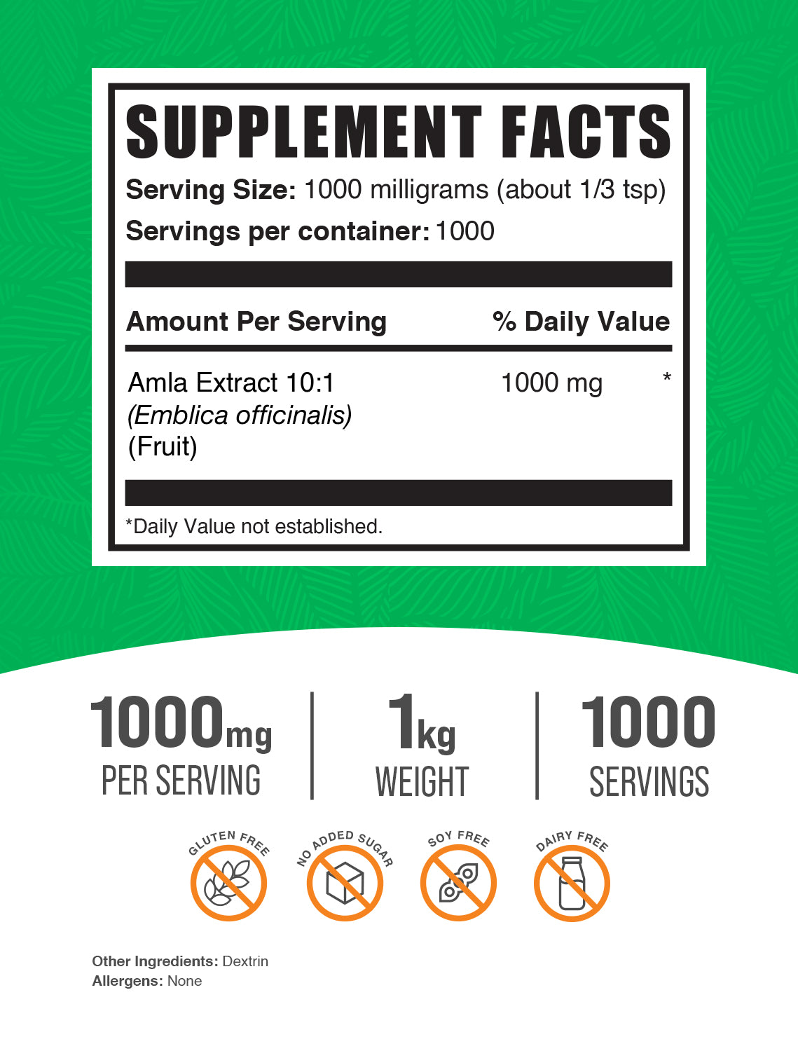 Amla Extract 1kg label