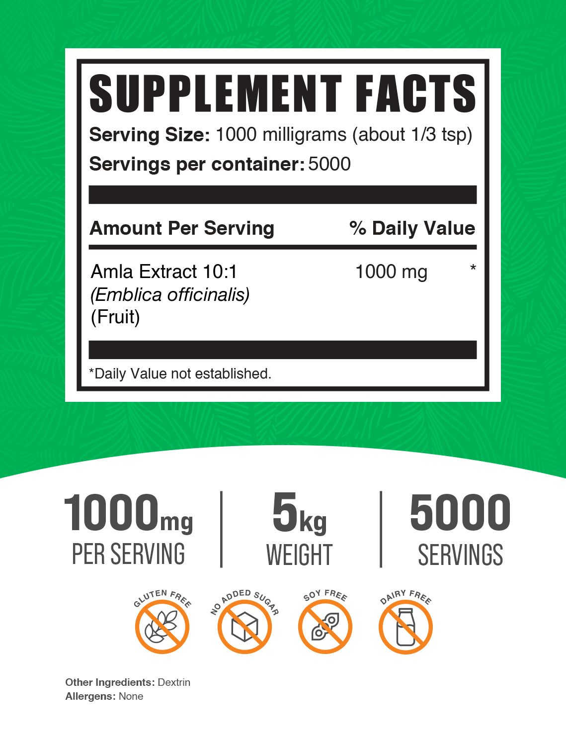 Amla Extract 5kg label