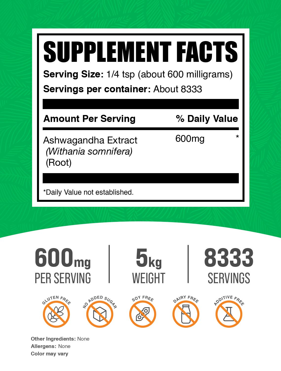 Ashwagandha Extract Powder 5kg Label