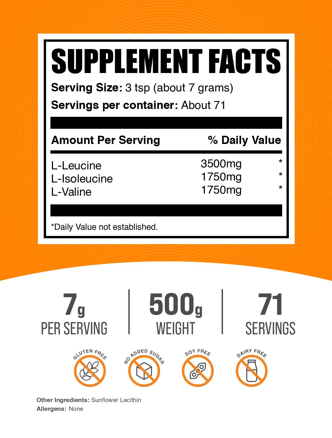 BCAA 2:1:1 powder label 500g