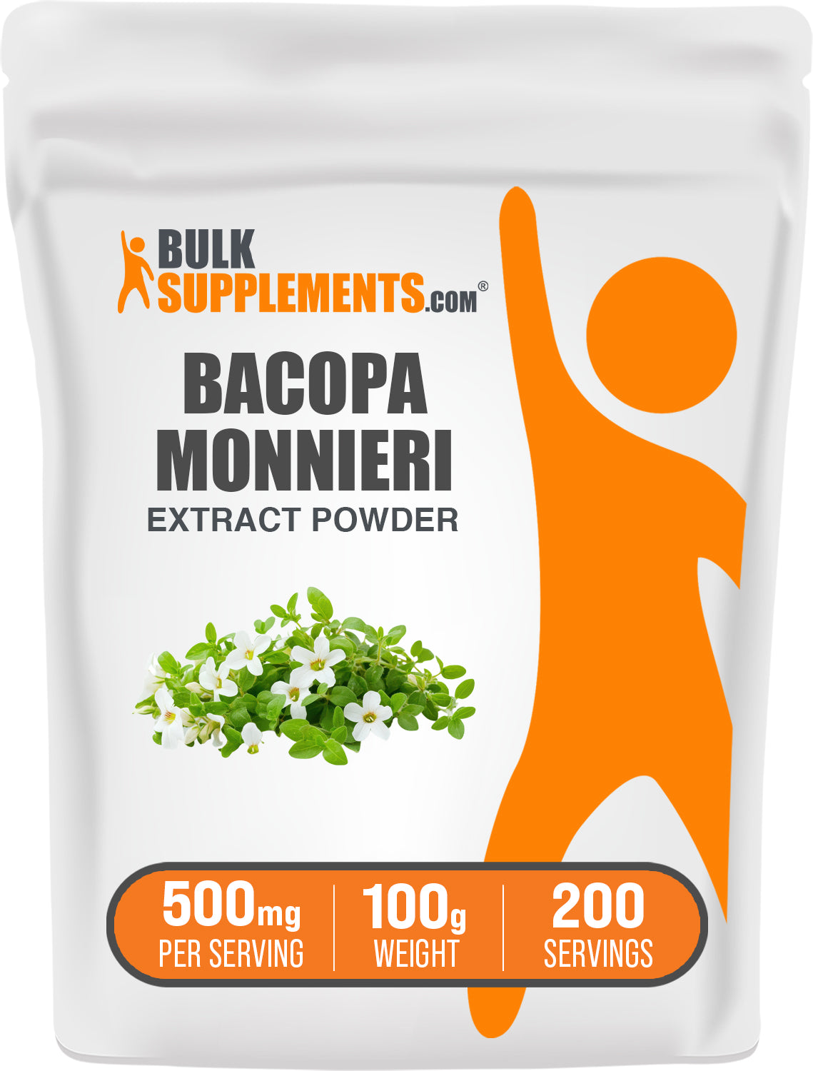 BulkSupplements.com Bacopa Extract Powder 100g bag image