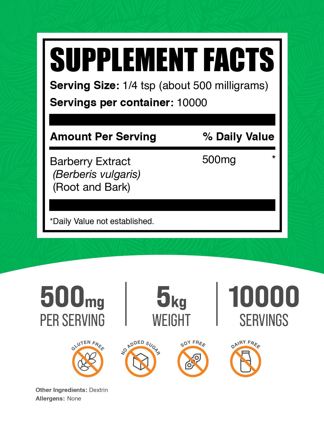 Barberry extract powder label 5kg