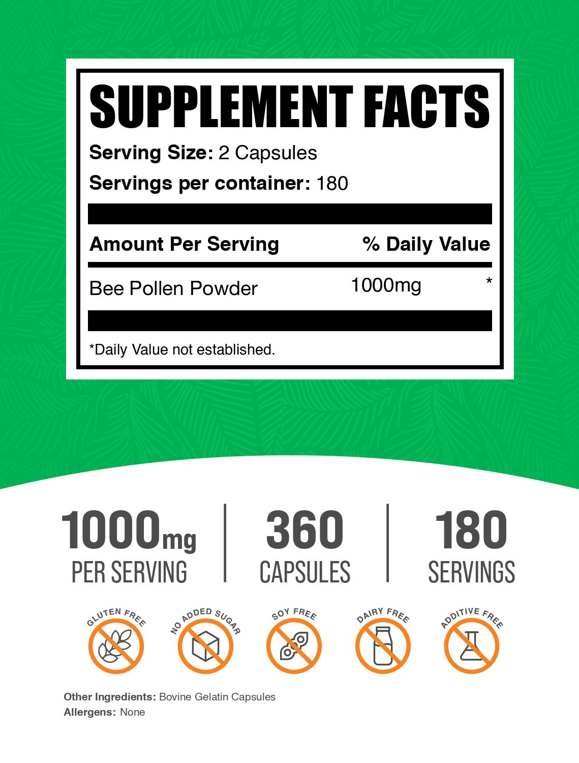 Bell pollen 360 capsules label