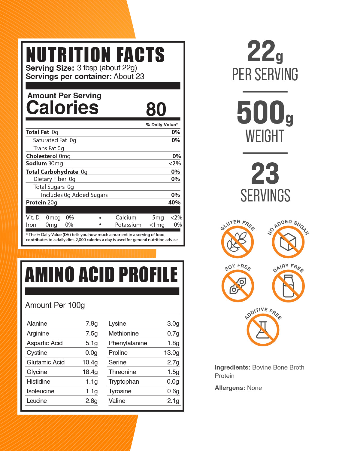 Beef bone brother powder label 500g