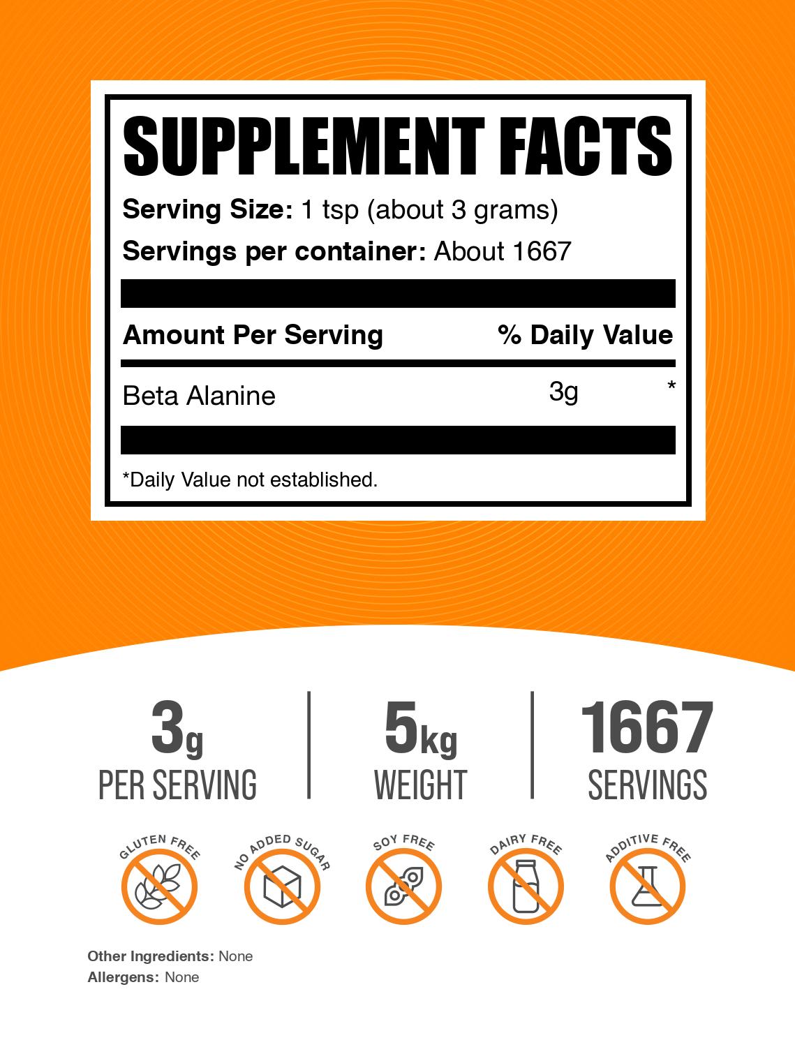 Beta alanine powder label 5kg