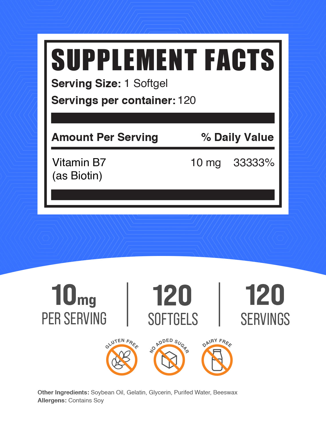 biotin 120ct softgels label