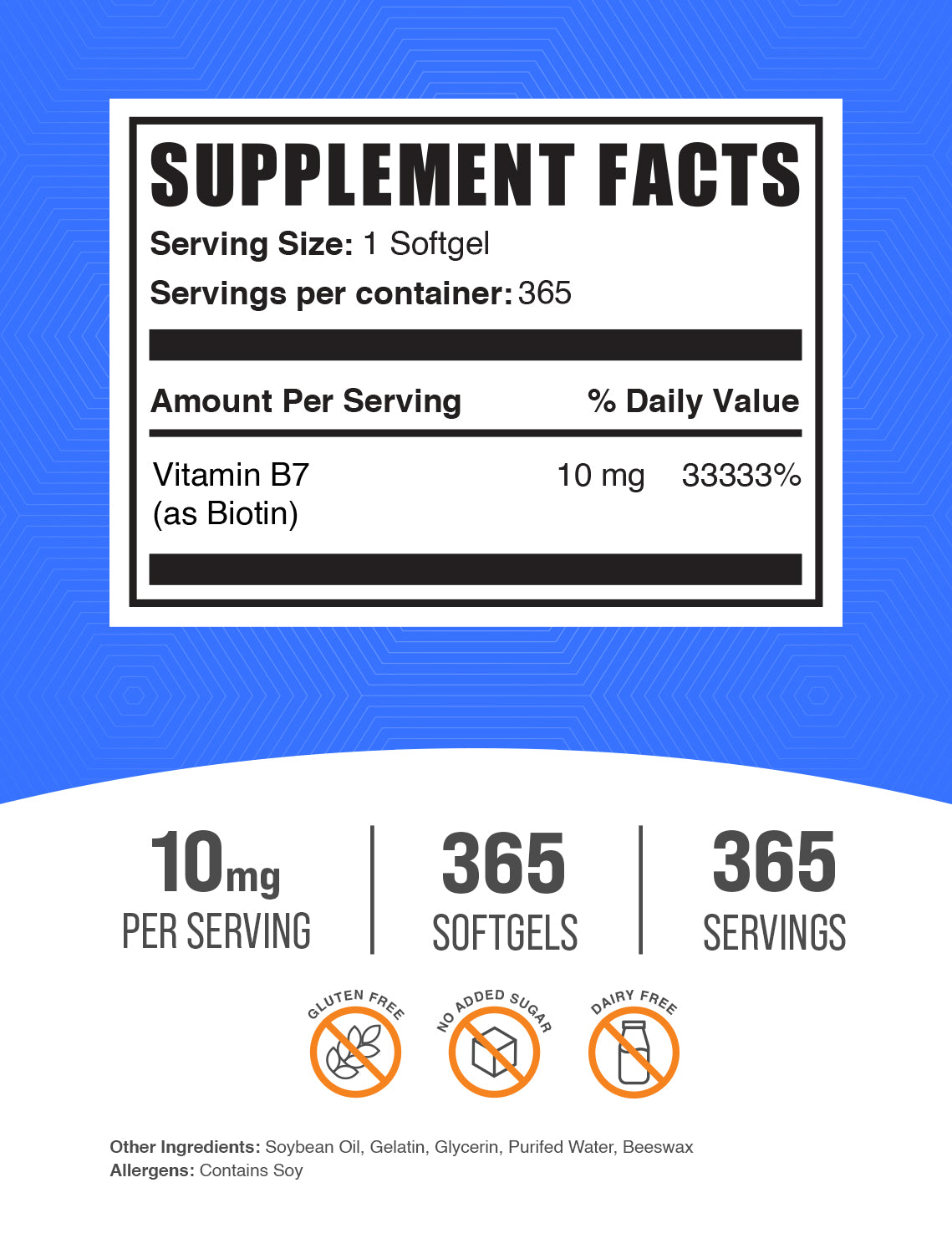 Biotin softgels label 365 ct