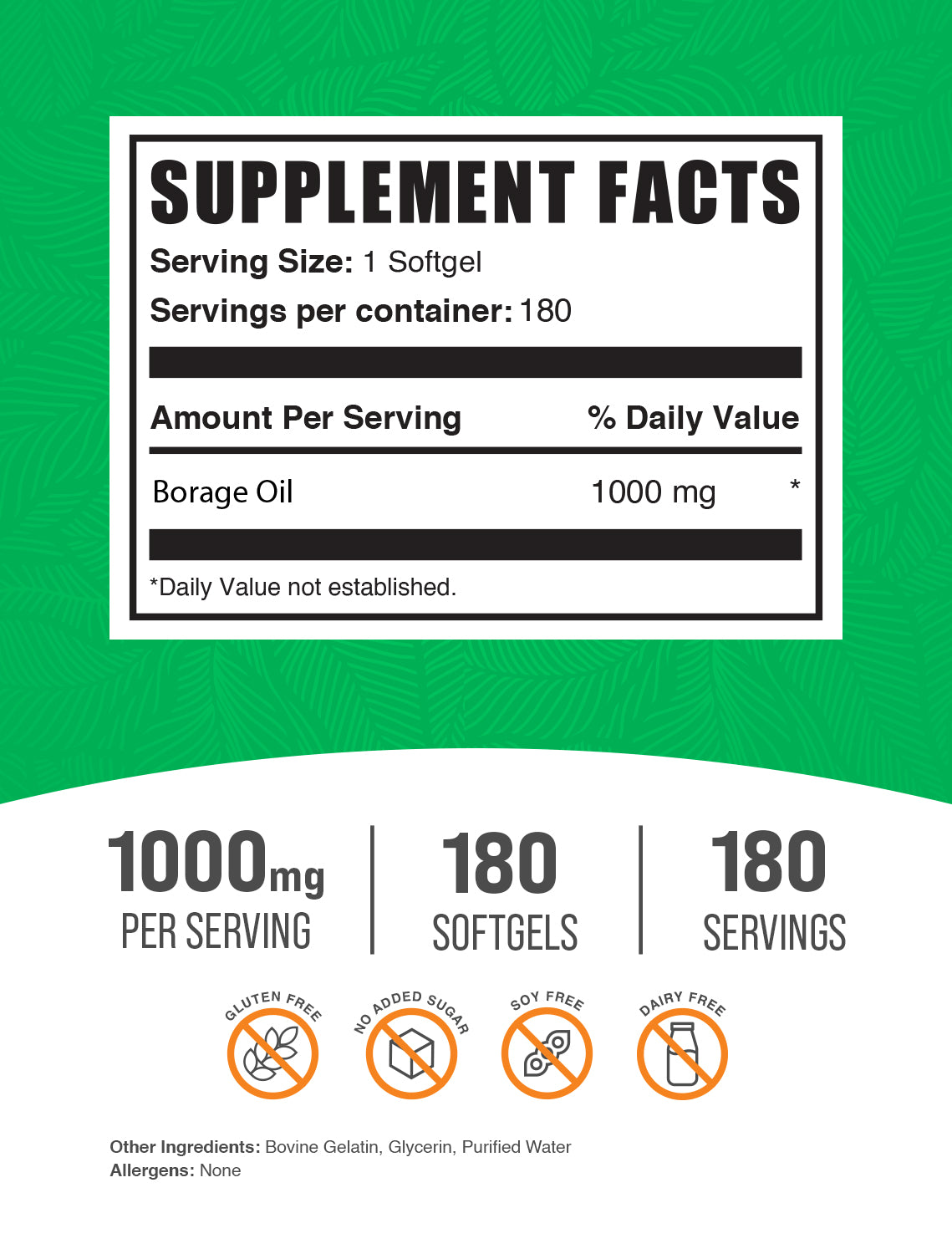 Borretschöl-Softgels, 180 Stück, Etikett