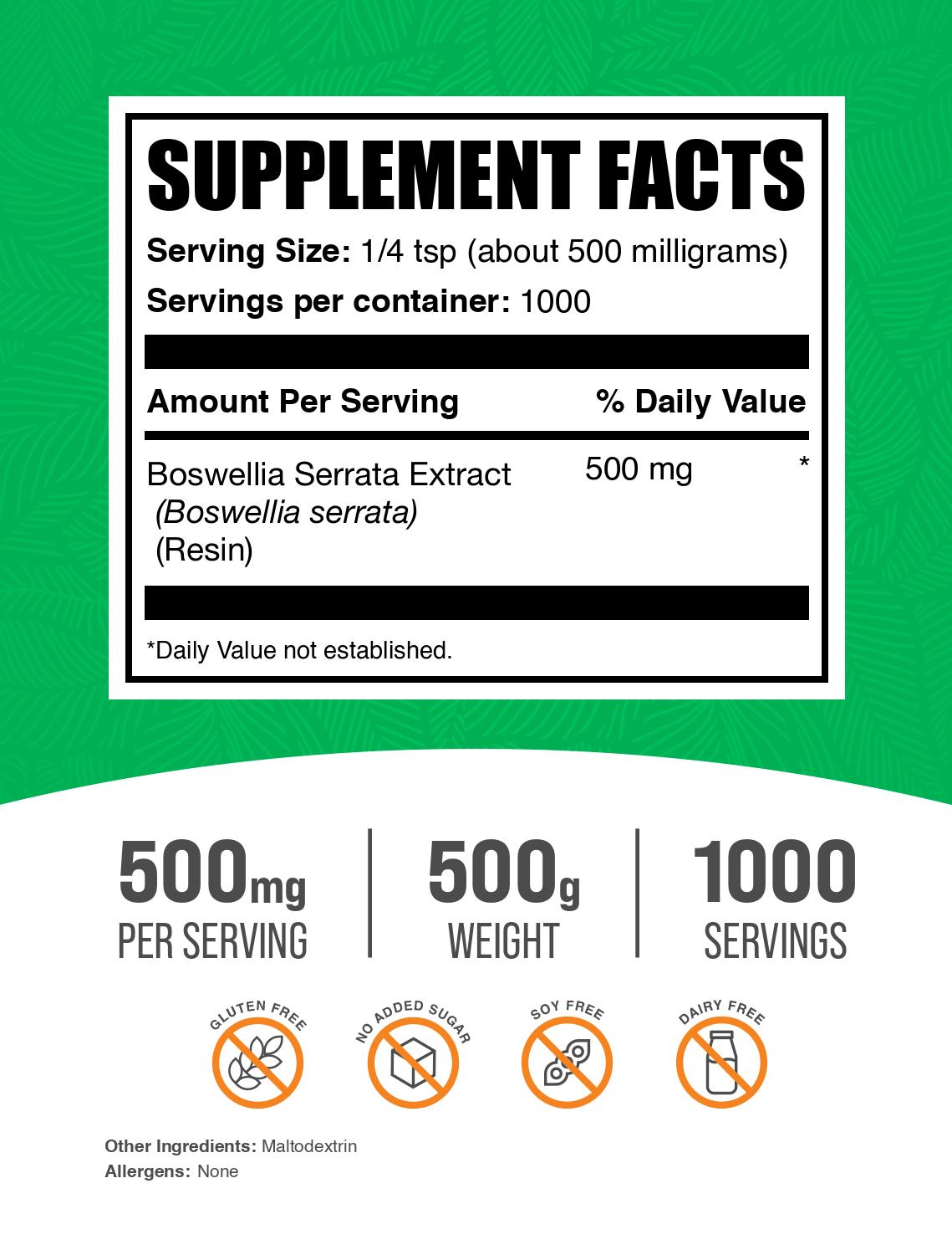 Boswellia serrata extract powder label 500g