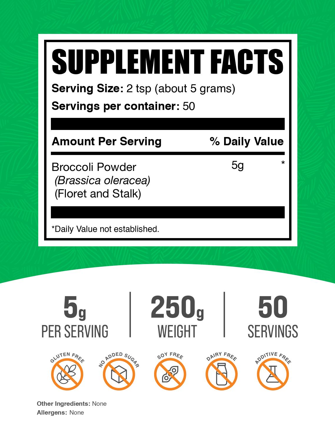 Broccoli powder label 250g