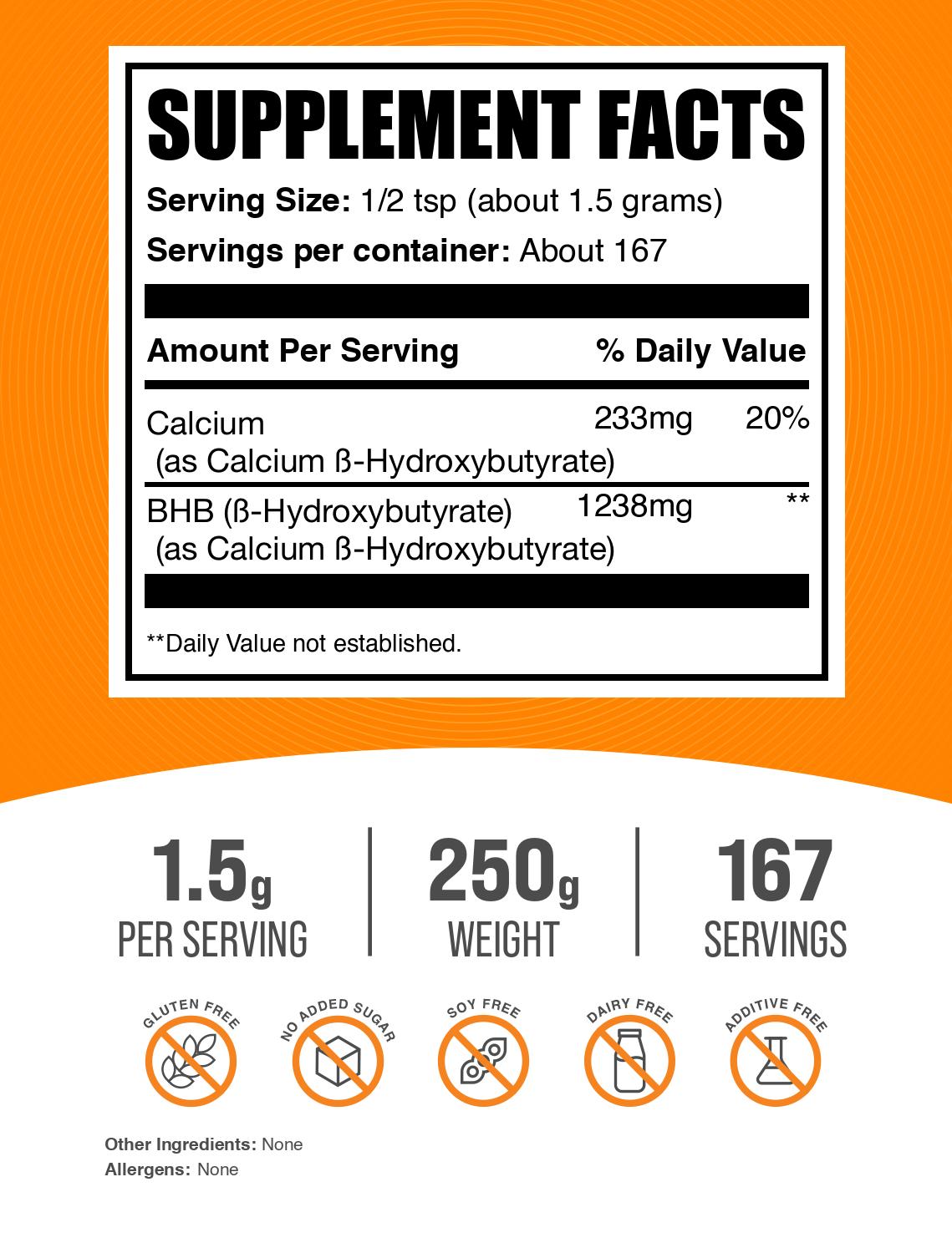 Calcium BHB powder label 250g