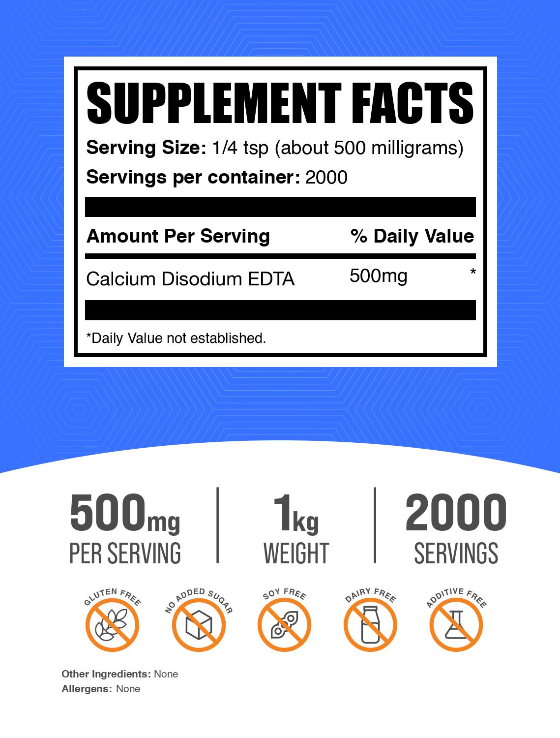 Calcium disodium EDTA powder label 1kg