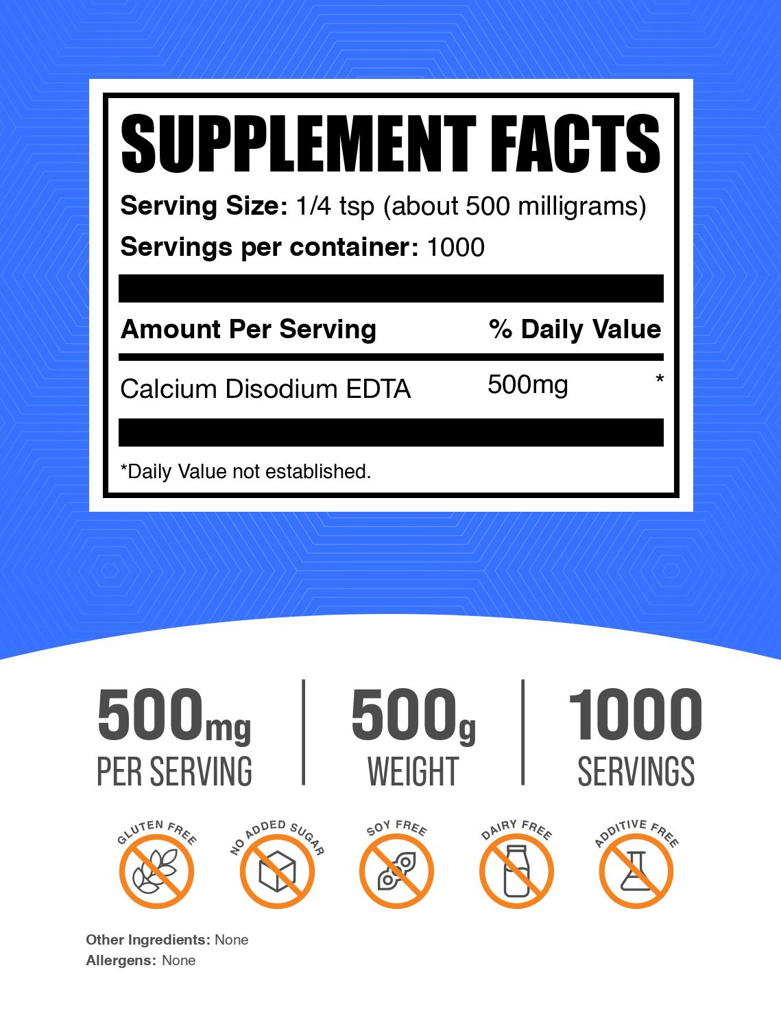 Calcium disodium EDTA powder label 500g