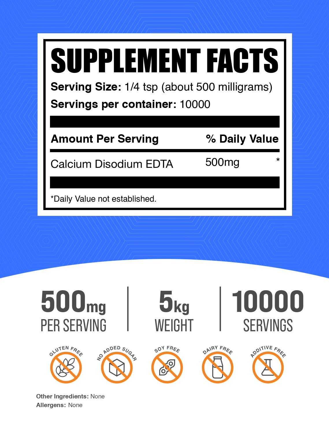 Calcium disodium EDTA powder label 5kg