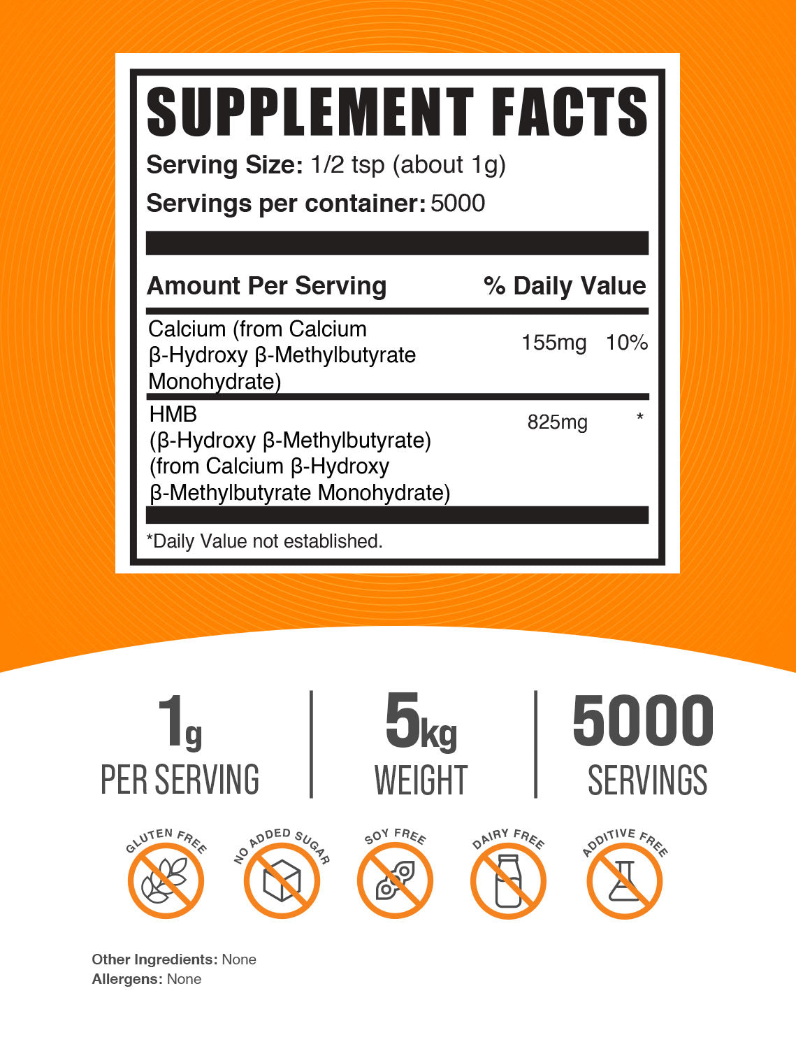 Calcium HMB powder label 5kg
