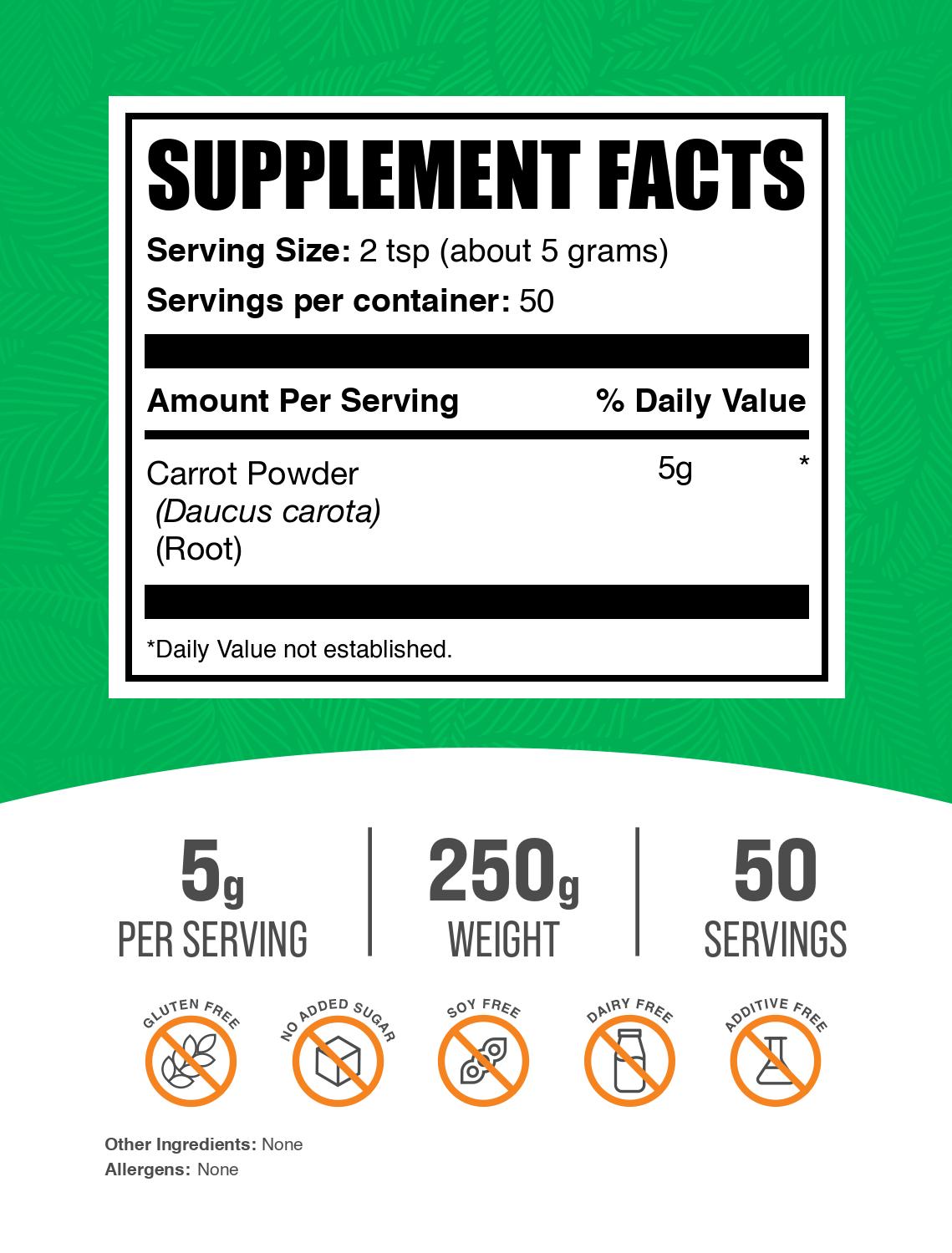 Carrot powder label 250g