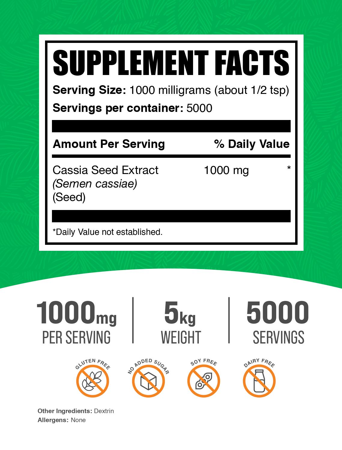 Cassia Seed Extract powder label 5kg