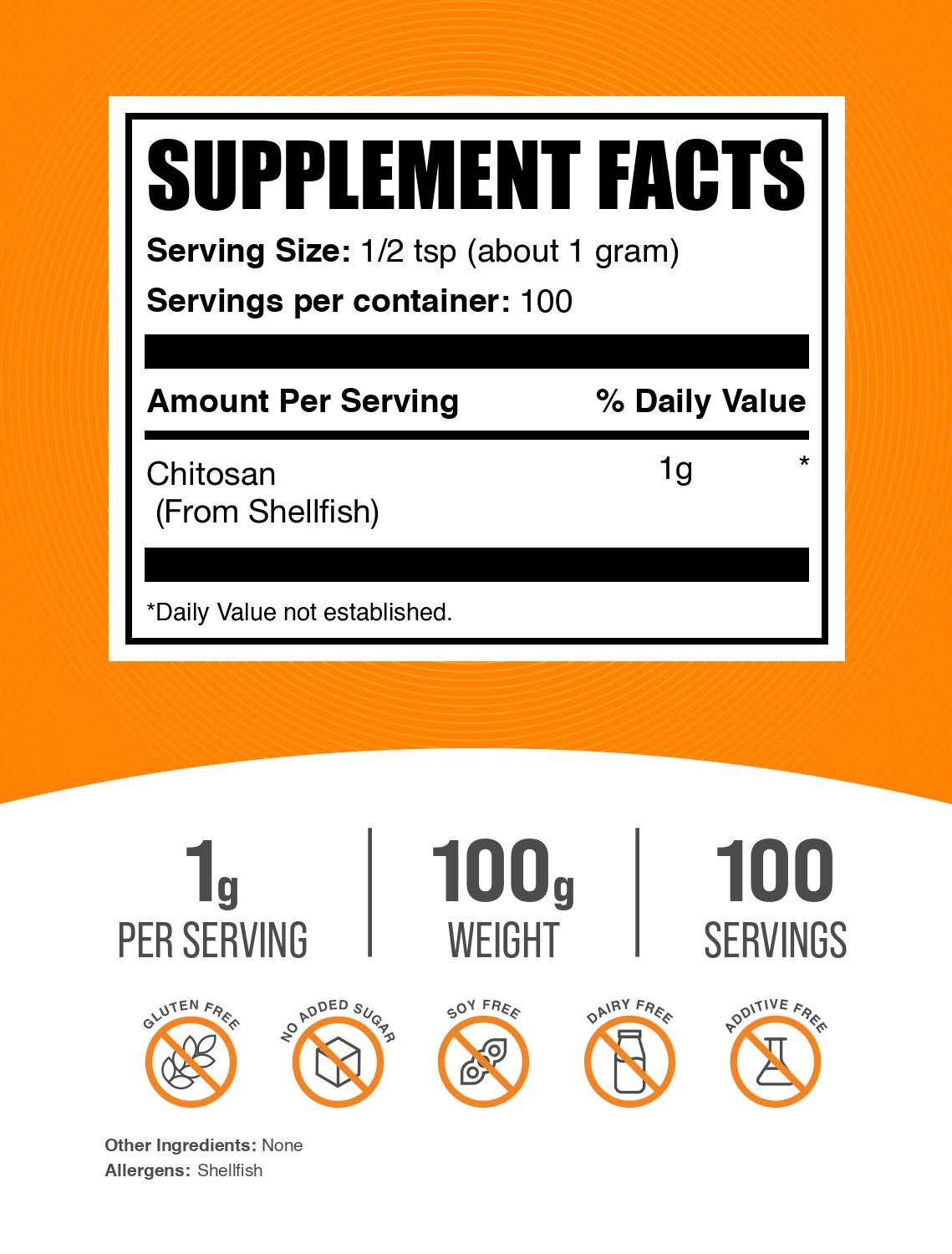 Chitosan powder label 100g
