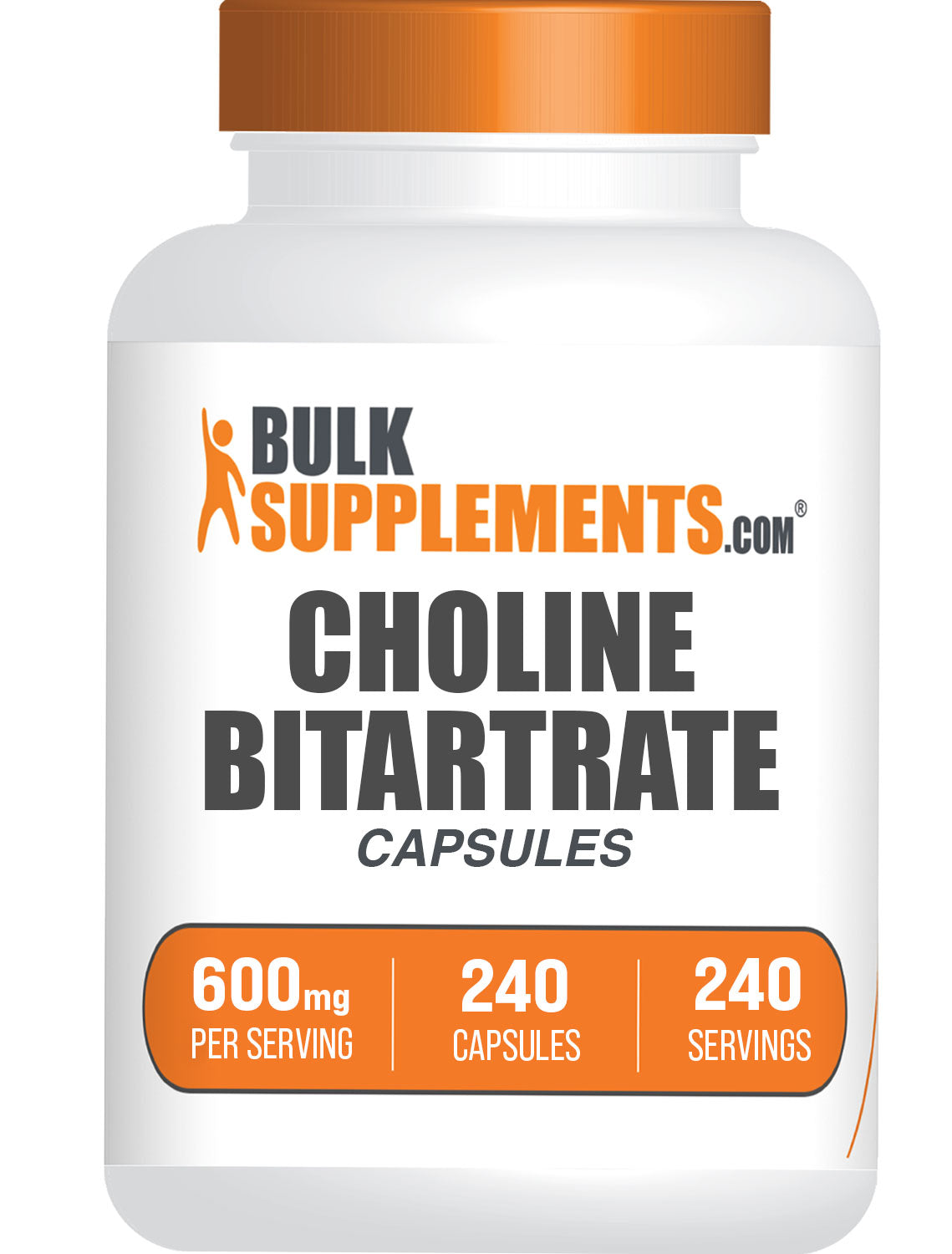 BulkSupplements.com Choline L-Bitartrate Capsules 240 ct bottle image