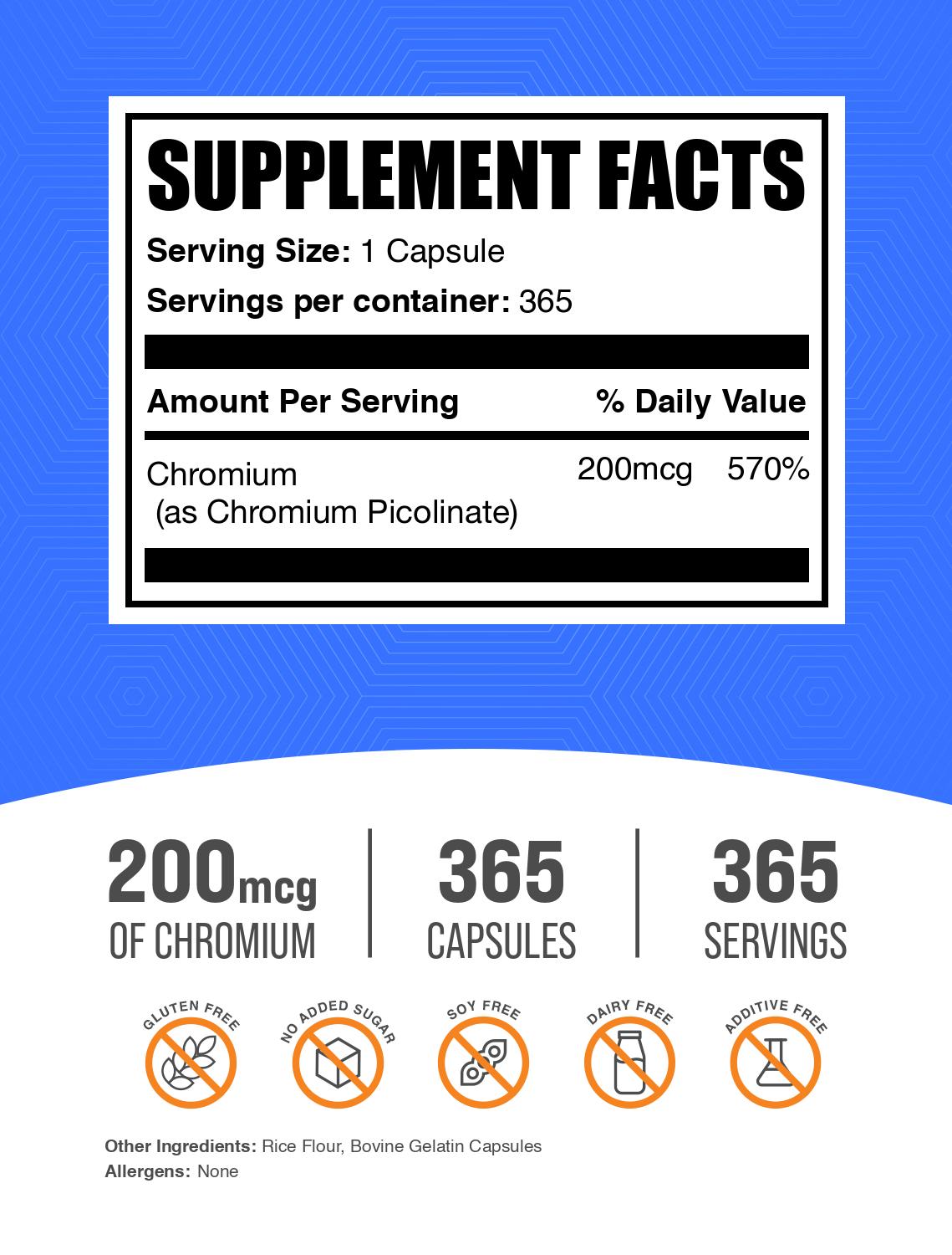 Chromium picolinate 365 capsules label