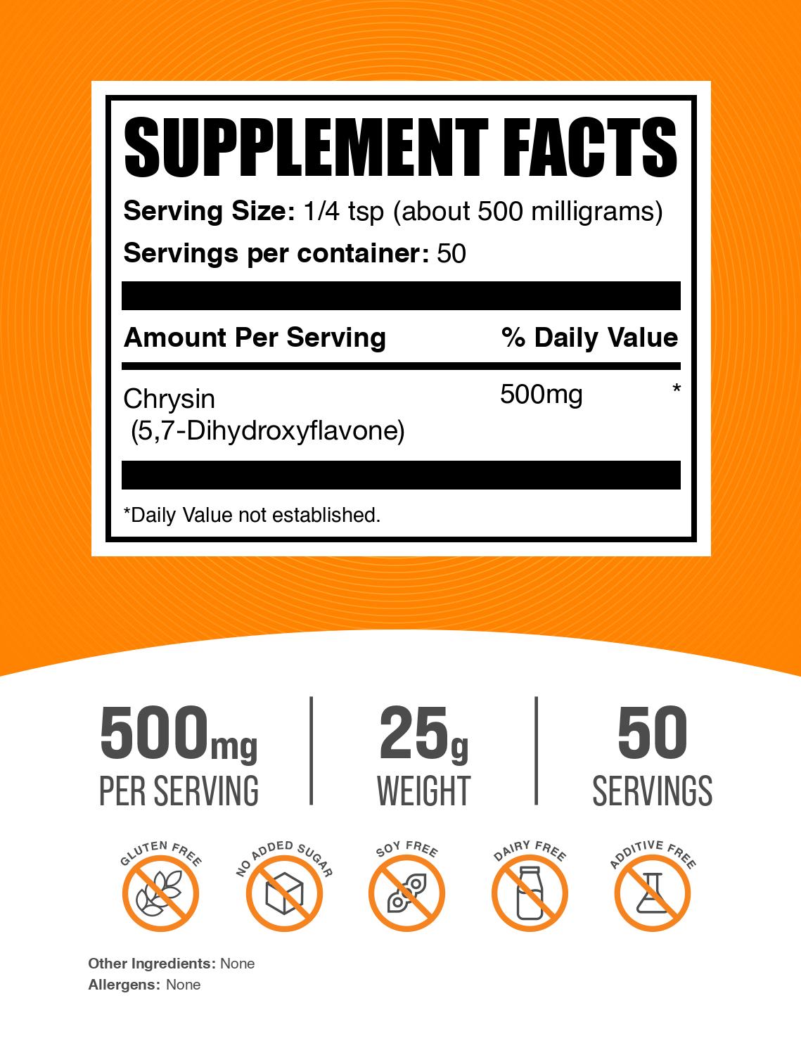 Chrysin powder label 25g