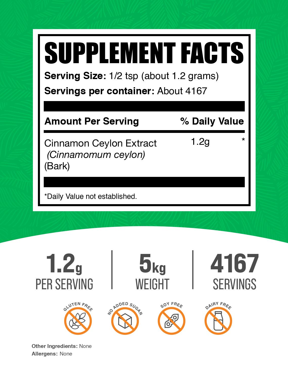 Cinnamon Ceylon Extract Powder 5kg Label