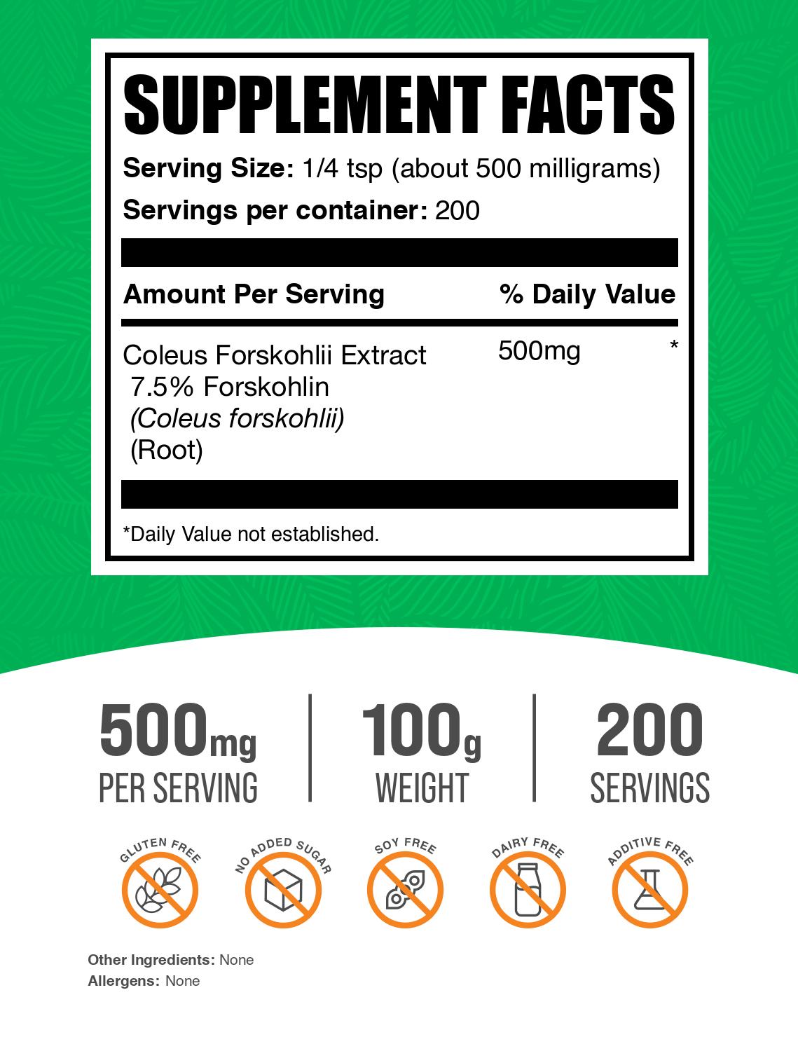 Coleus forskohlii extract powder label 100g