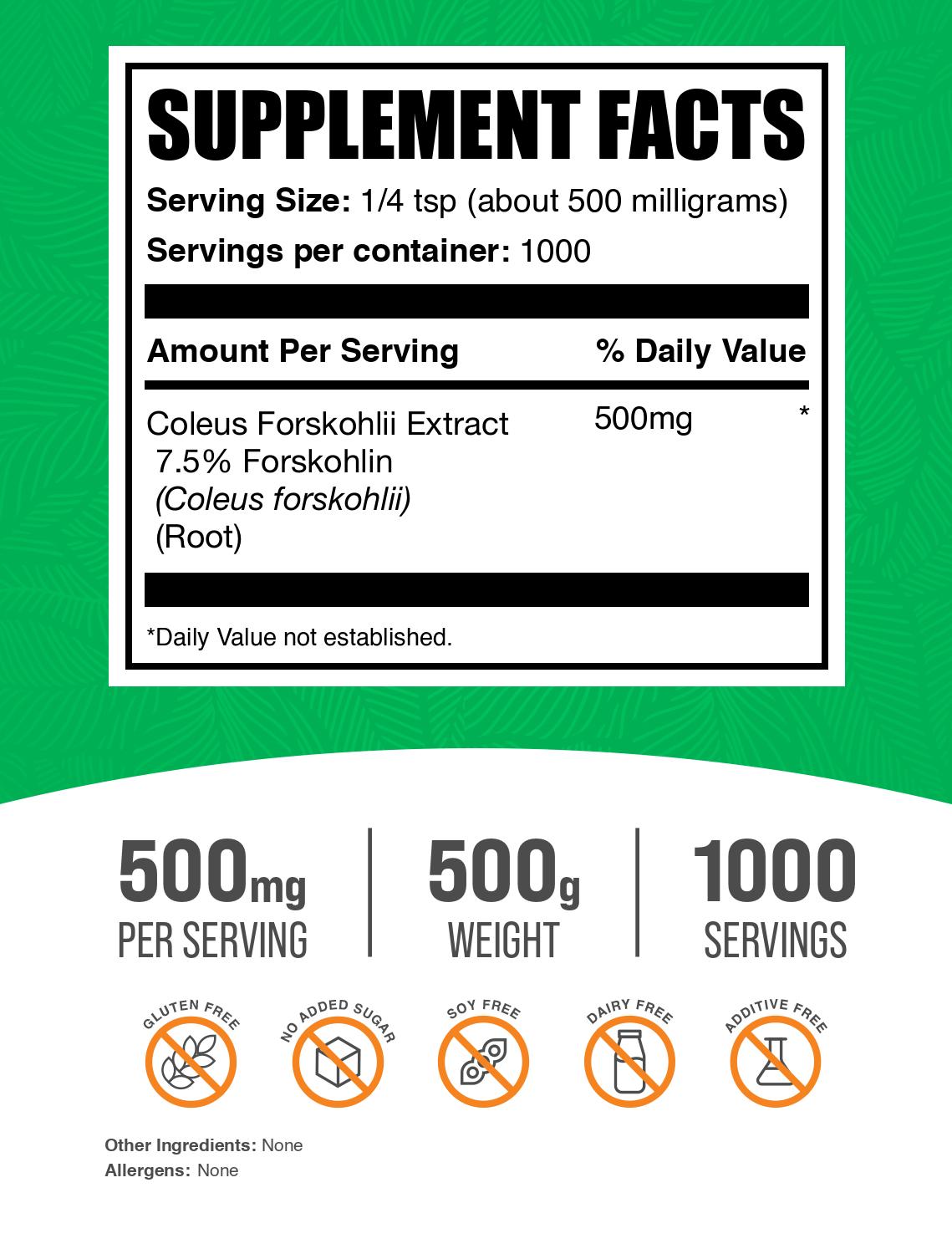 Coleus forskohlii extract powder label 500g