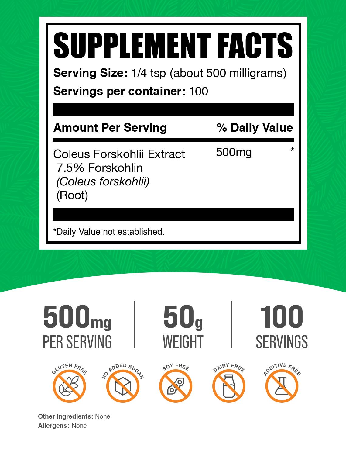 Coleus forskohlii extract powder label 50g