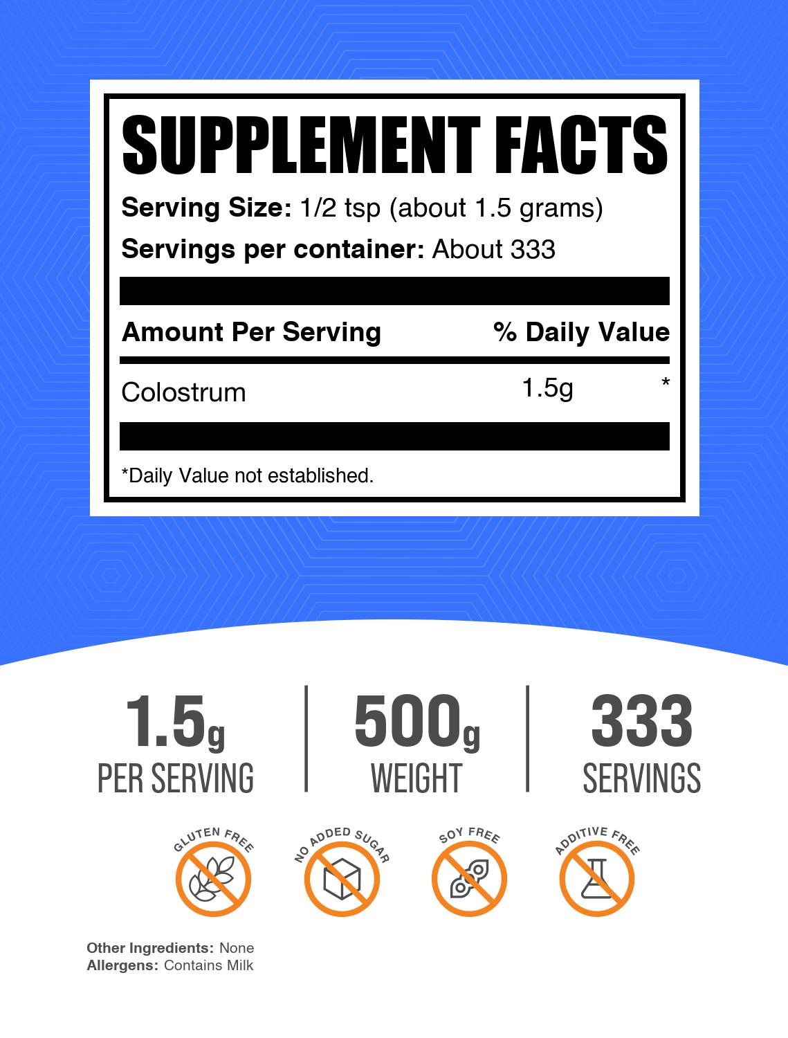 Colostrum Powder 500g Label