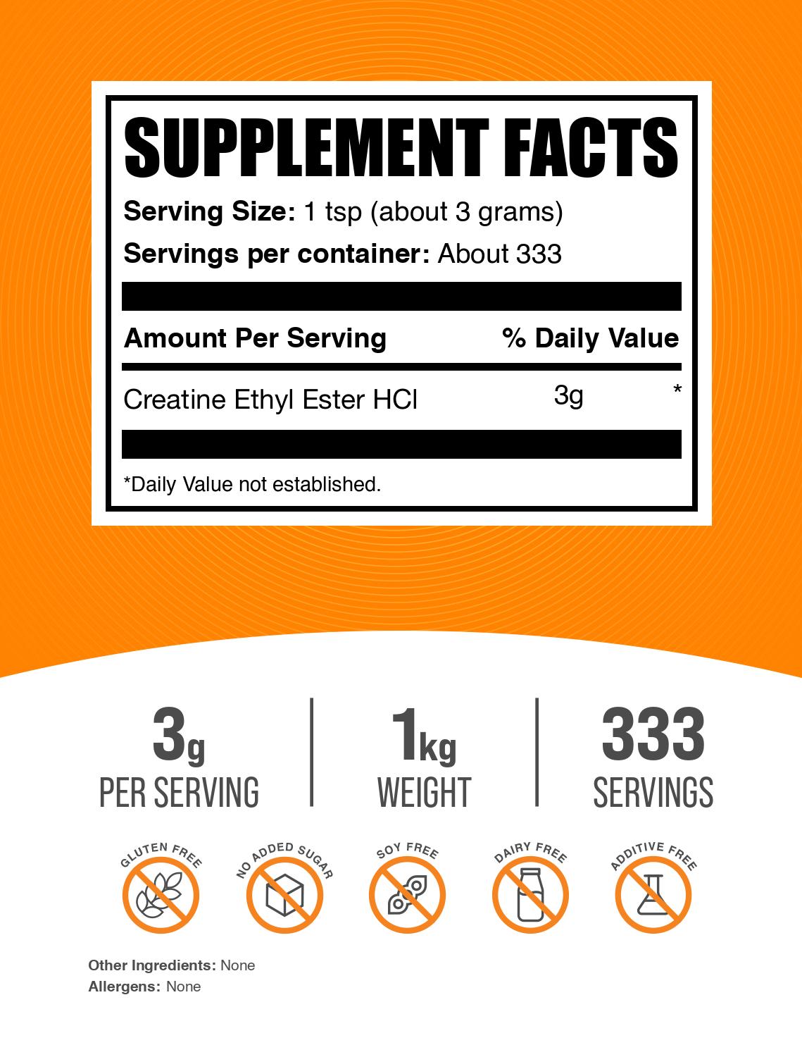 Creatine ethyl ester powder label 1kg