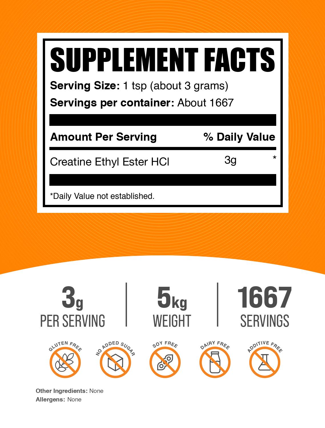 Creatine ethyl ester powder label 5kg