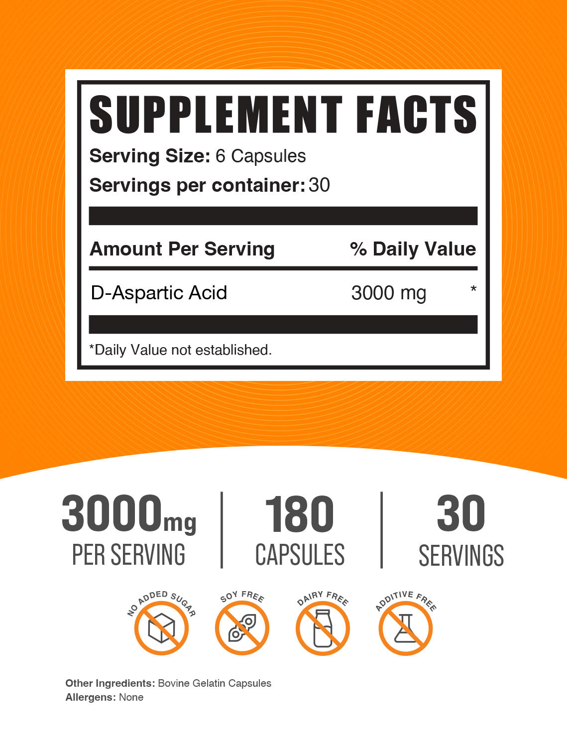 D-Aspartic Acid 180 capsules label