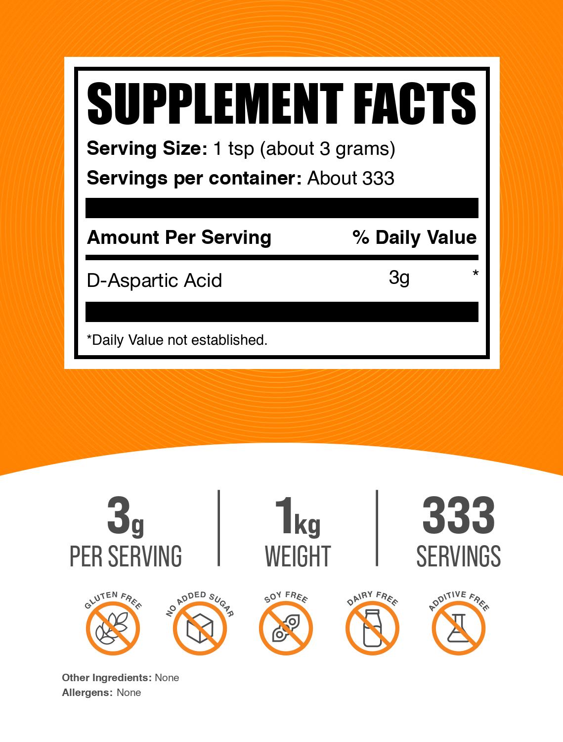 D-Aspartic Acid powder label 1kg