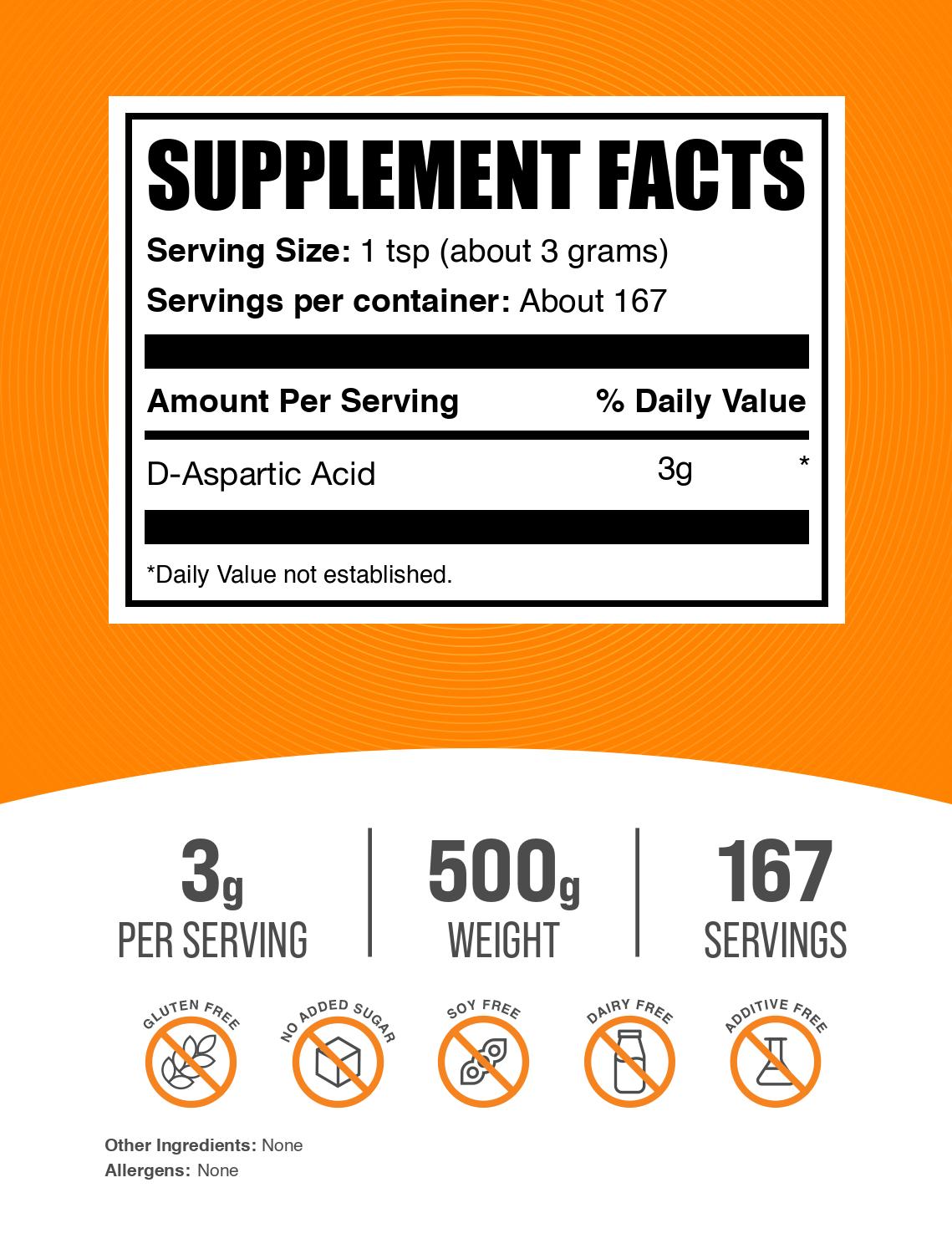 D-Aspartic Acid powder label 500g