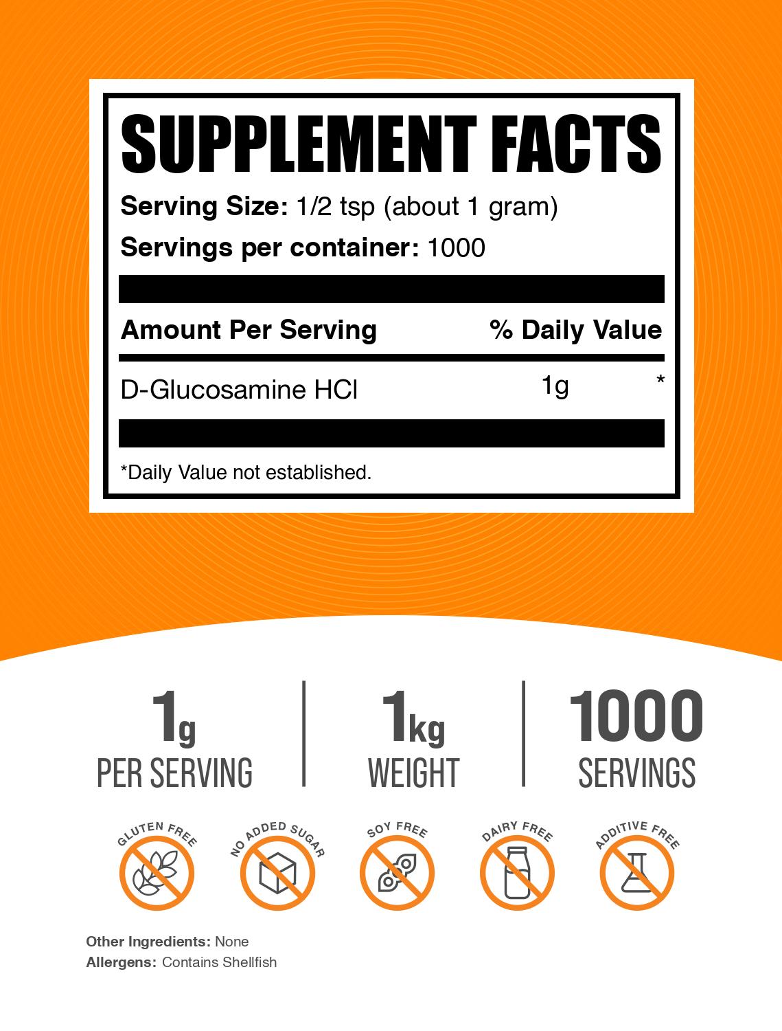 D-Glucosamine HCl powder label 1kg