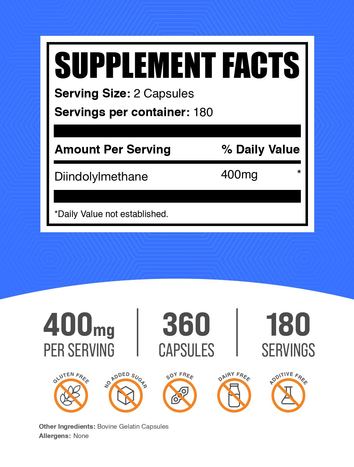 DIM 400mg 360 capsules label