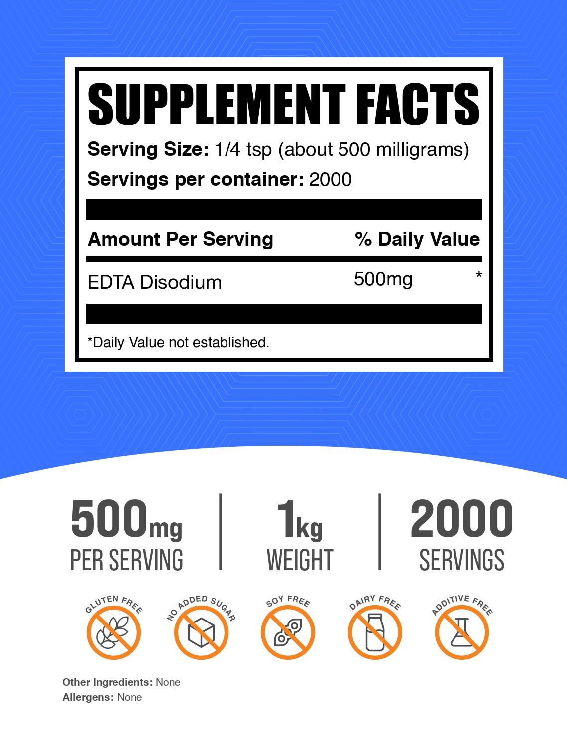 Calcium Disodium EDTA powder label 1kg