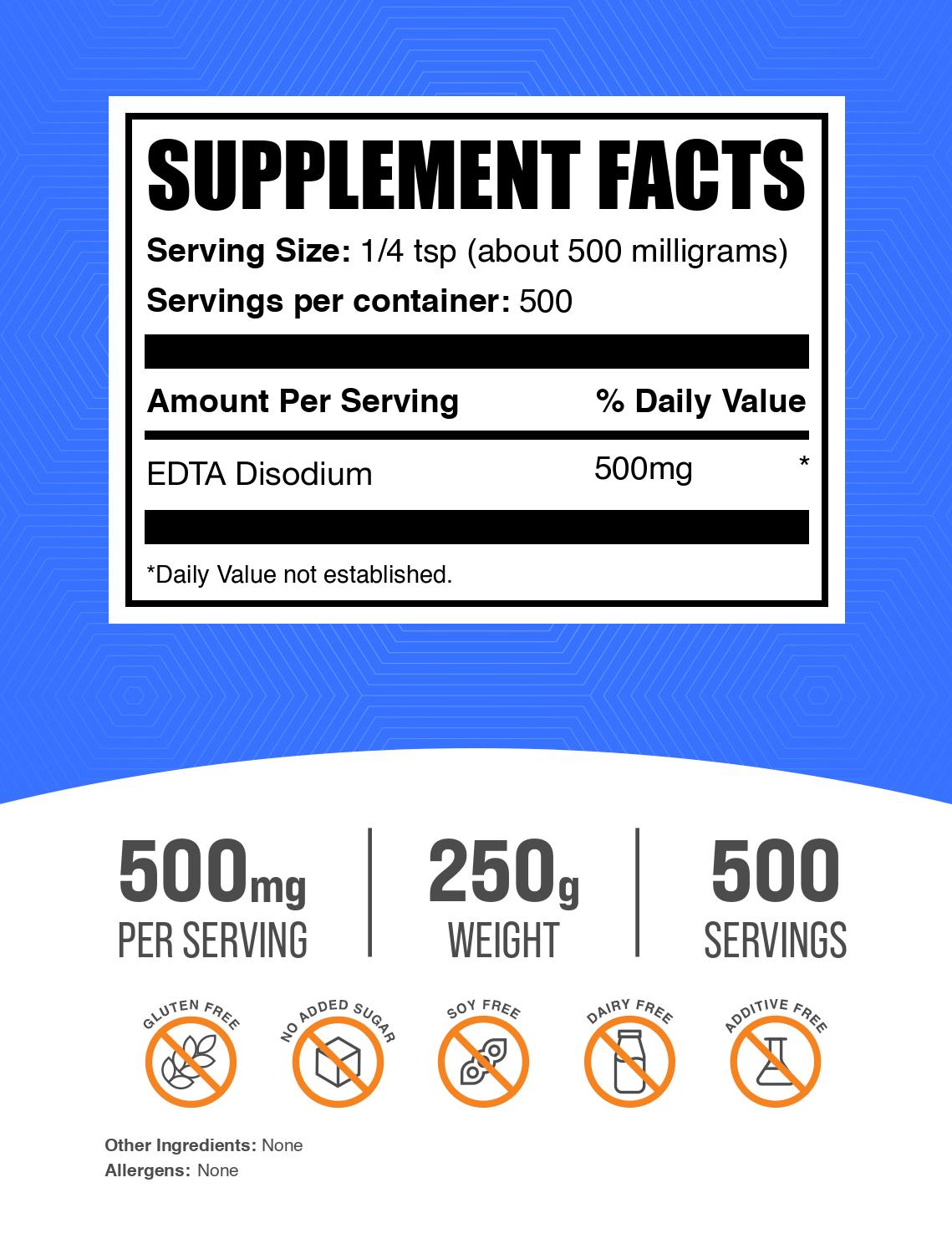 Disodium EDTA powder label 250g