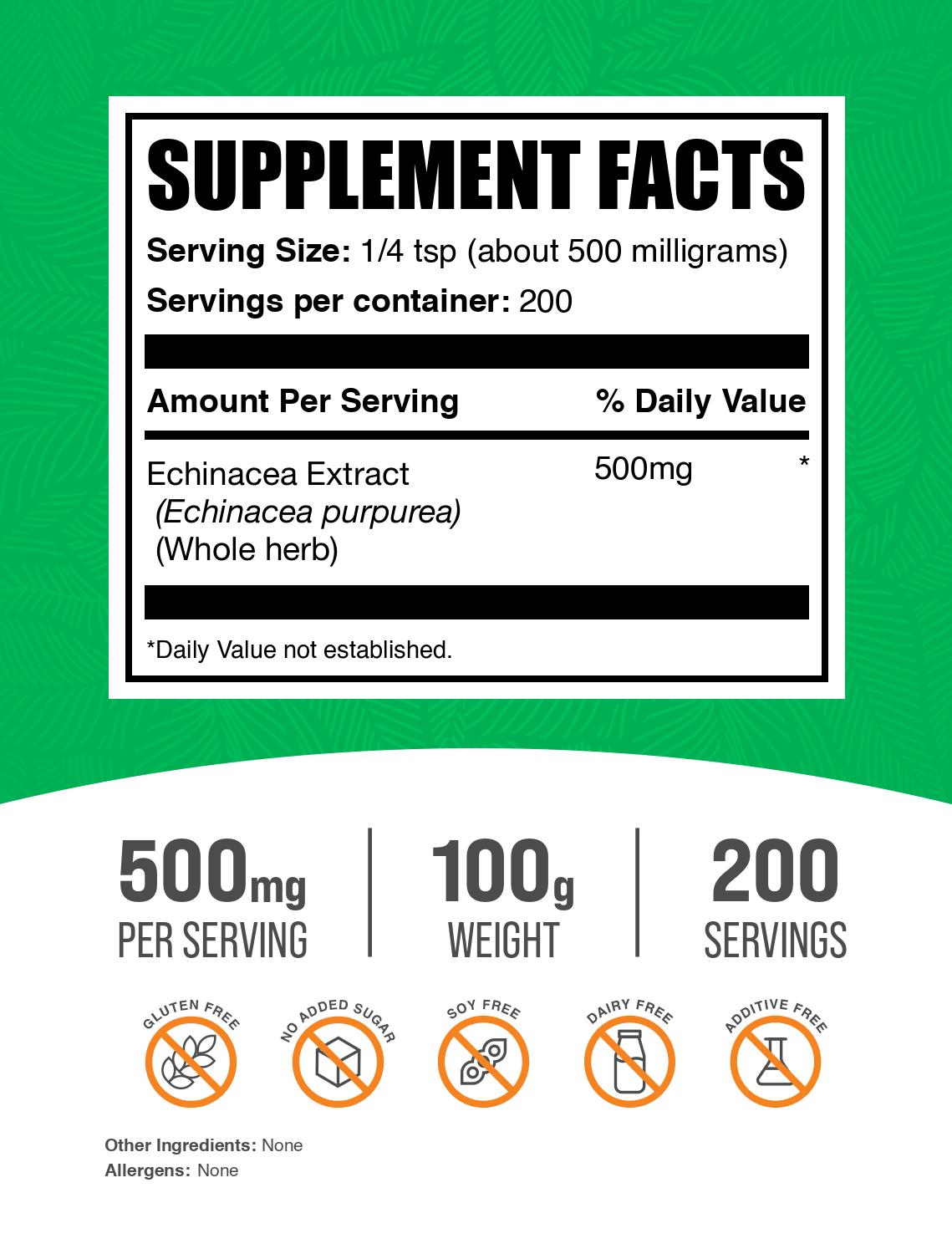 Echinacea extract powder label 100g