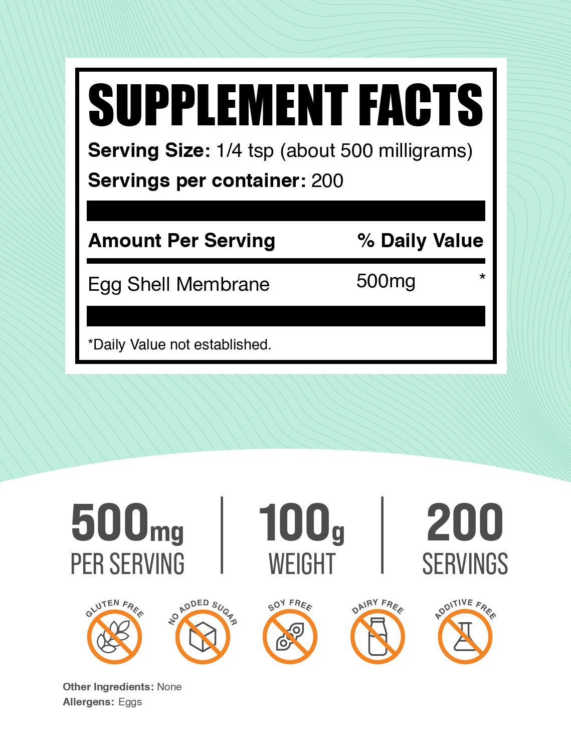 Egg shell membrane collagen powder label 100g