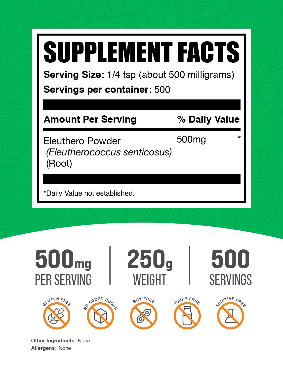 Eleuthero (siberian ginseng) powder label 250g