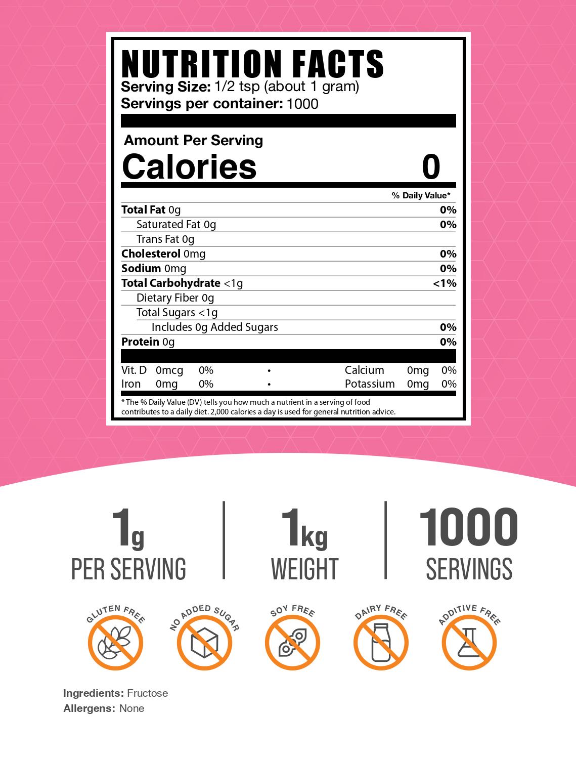 Fructose powder label 1kg