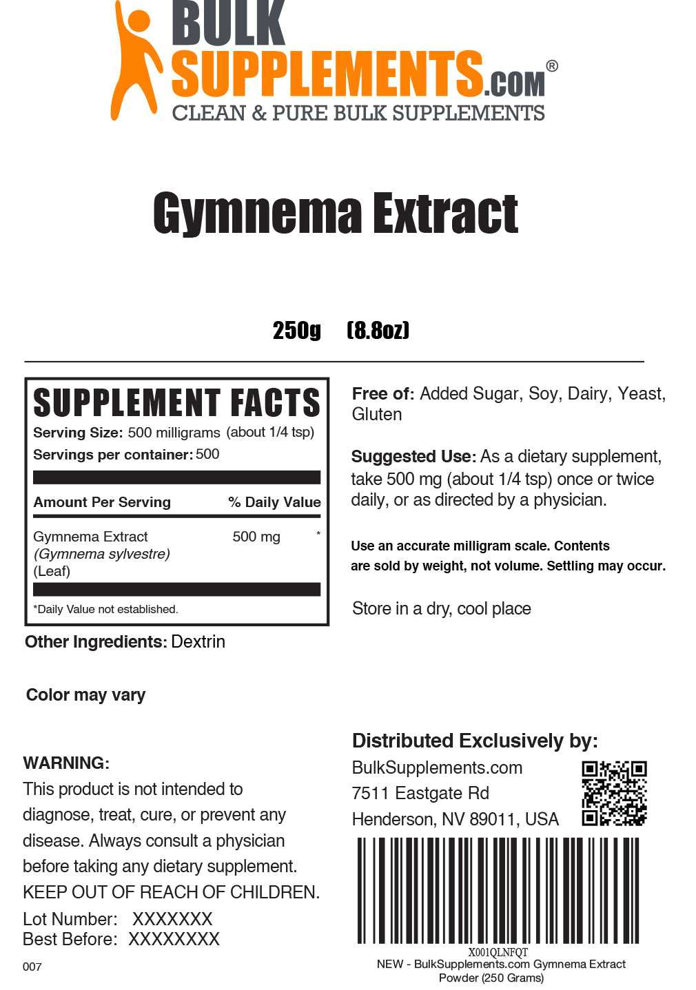 Gynema extract powder label 250g