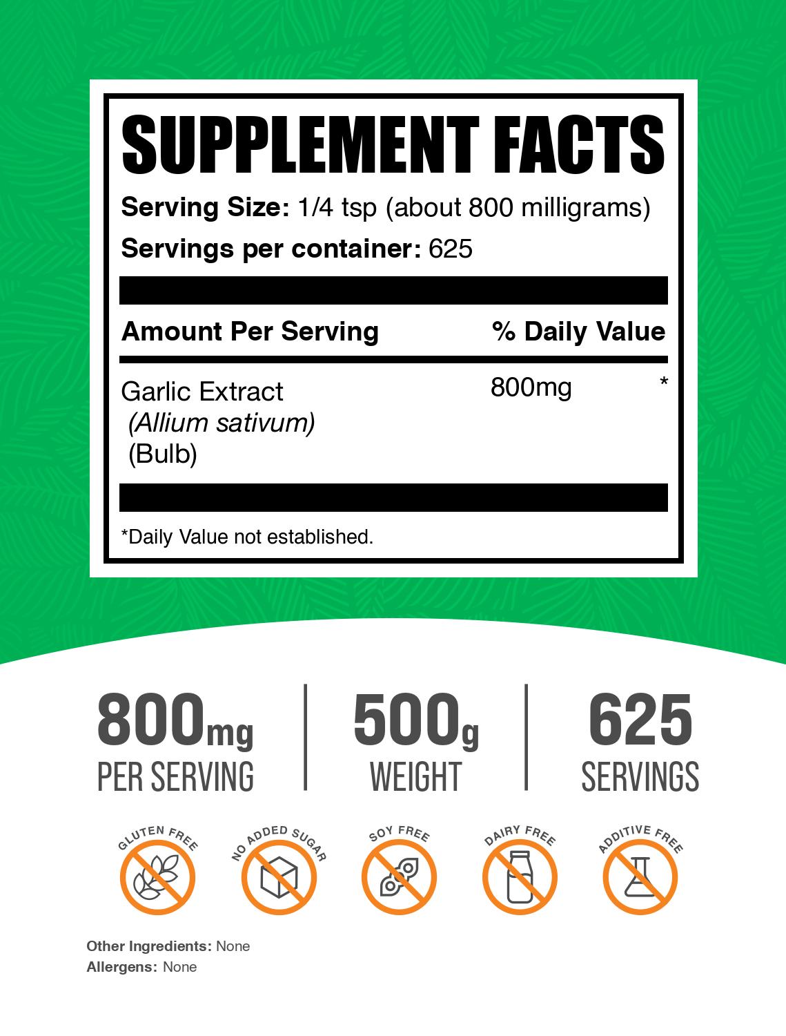 Garlic extract powder label 500g