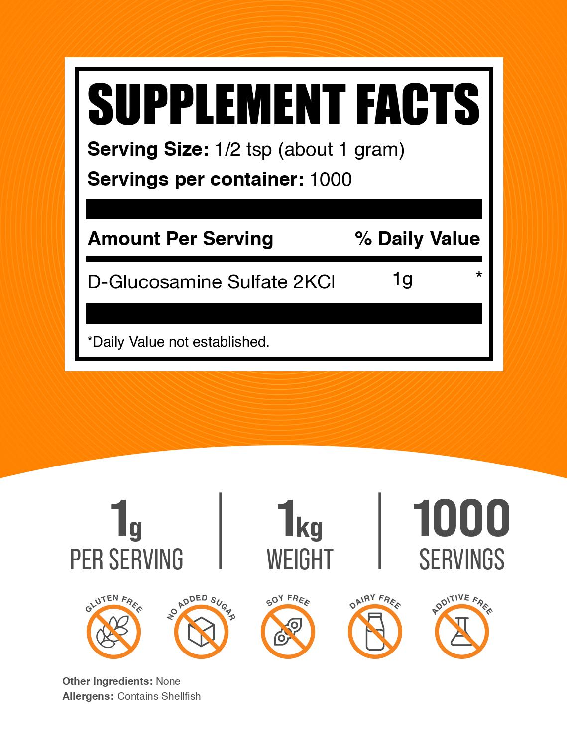 D-Glucosamine sulfate powder label 1kg